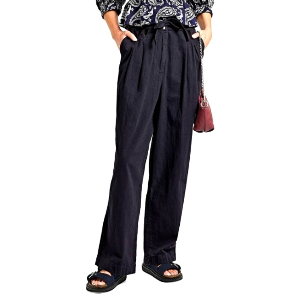 Therese Twill Pleated Drawstring Pants by SEA NY in Navy  Size 4  New‎ Wi…